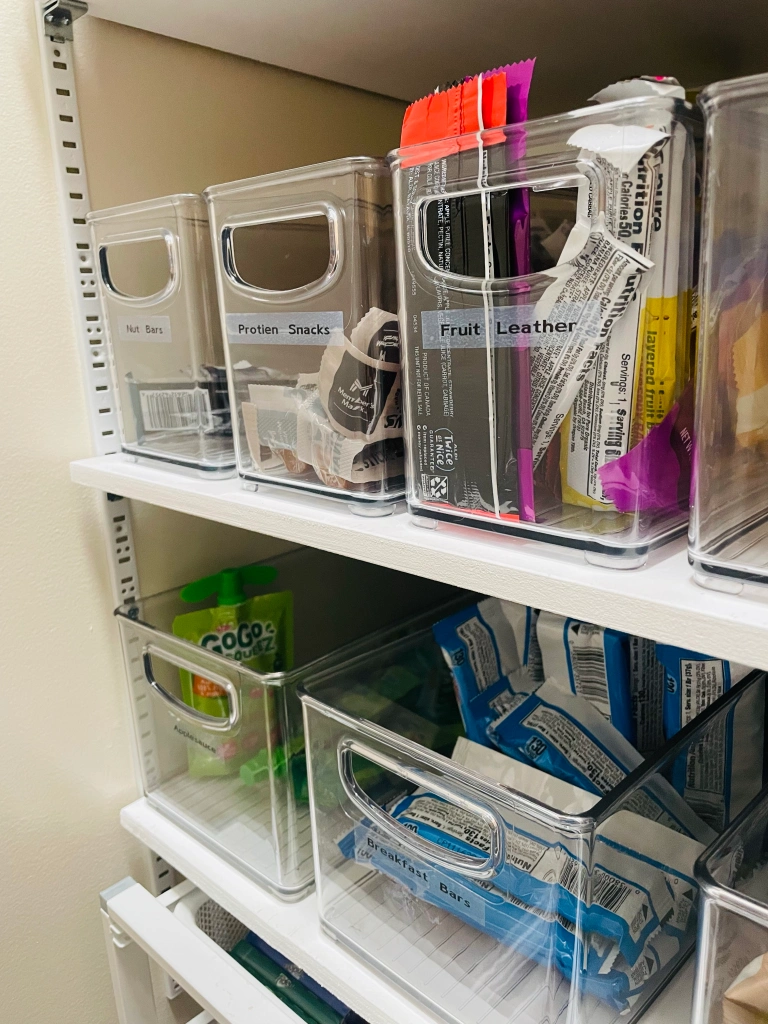 labels on acrylic bins