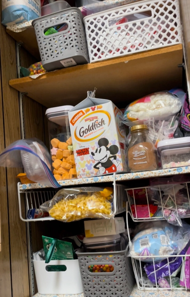 cluttered shelves to organize 