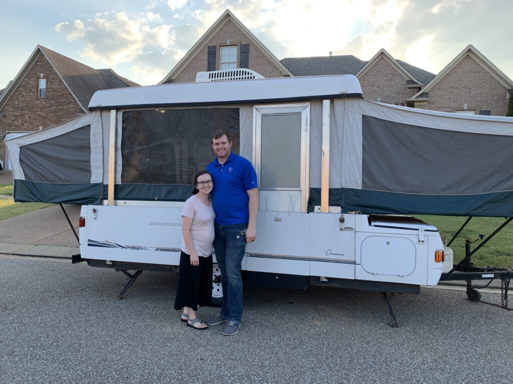 Outside the pop up camper