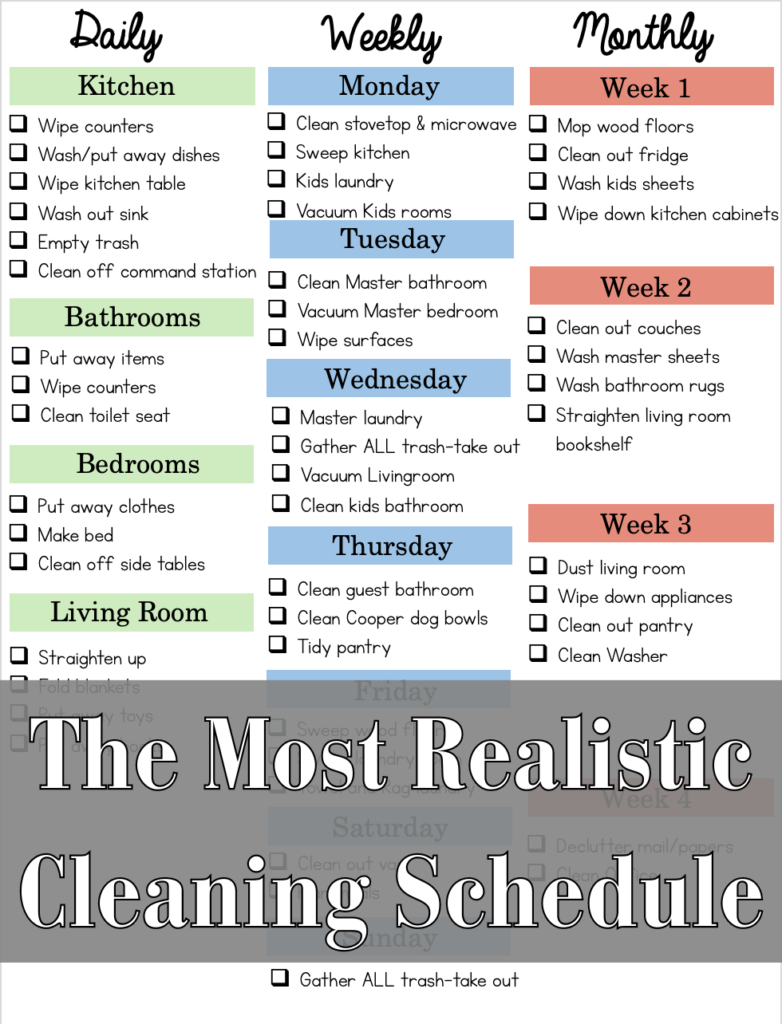 a cleaning schedule checklist