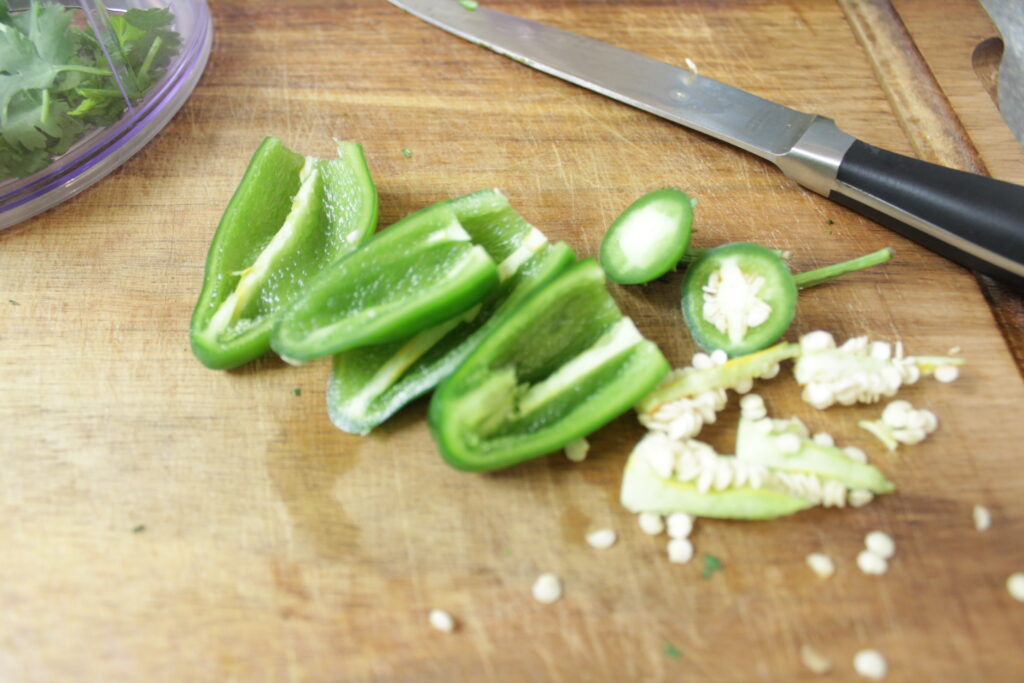 jalapeno cut with seeds removed
