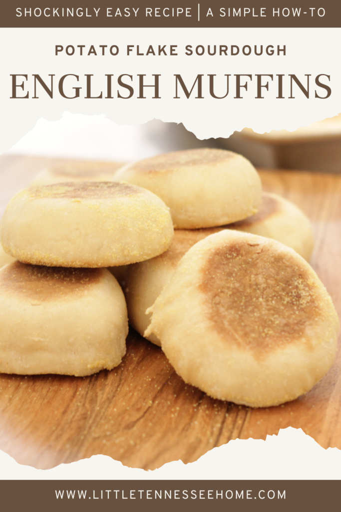pin image of english muffins with text overlay