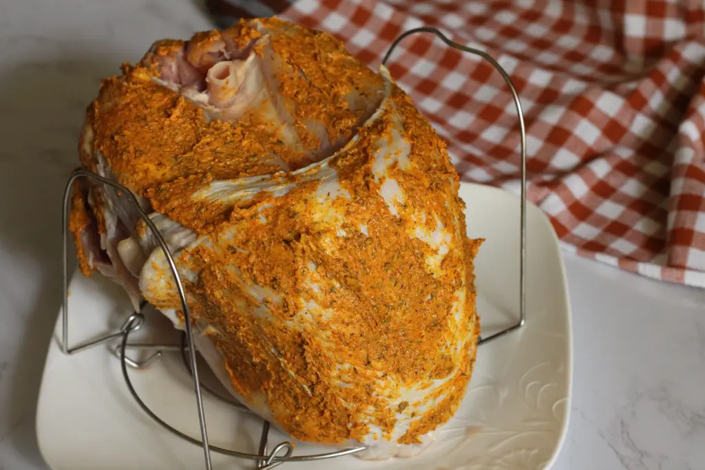 turkey covered in spice rub