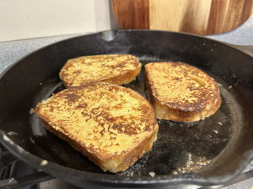 french toast in cast iron skillet 