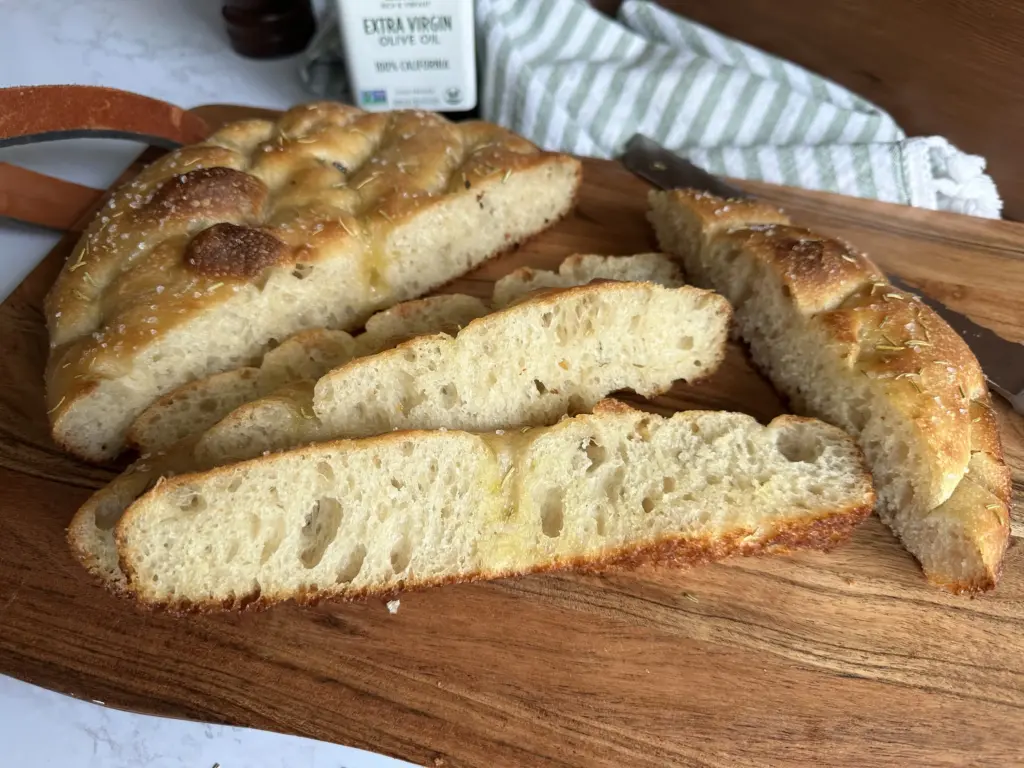 sliced potato flake sourdough focaccia
