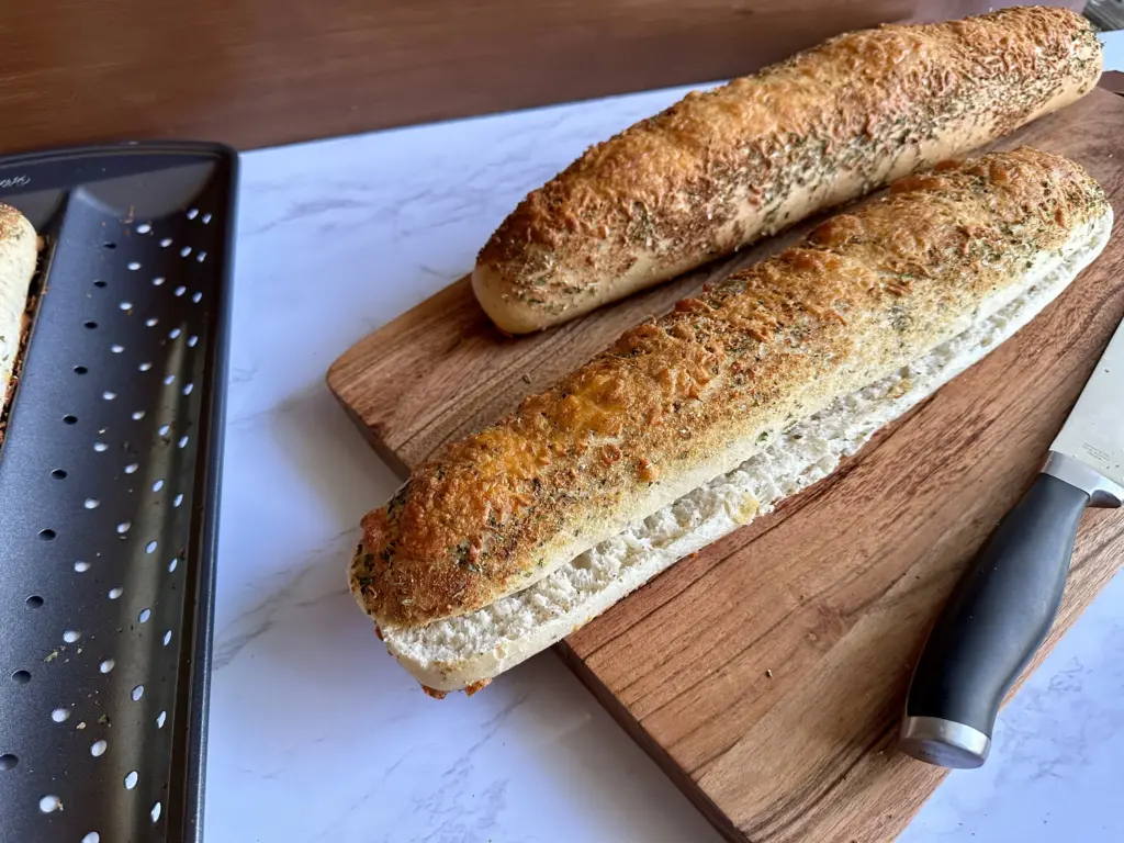 sliced garlic herb and cheese bread