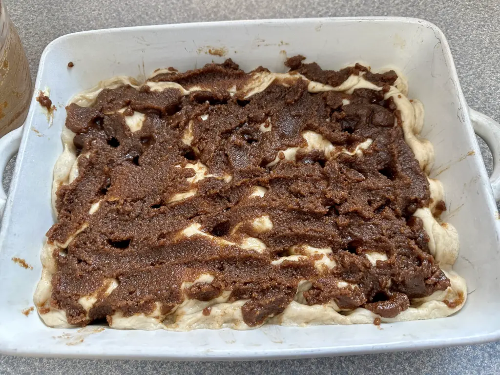 focaccia dough with goo topping on top