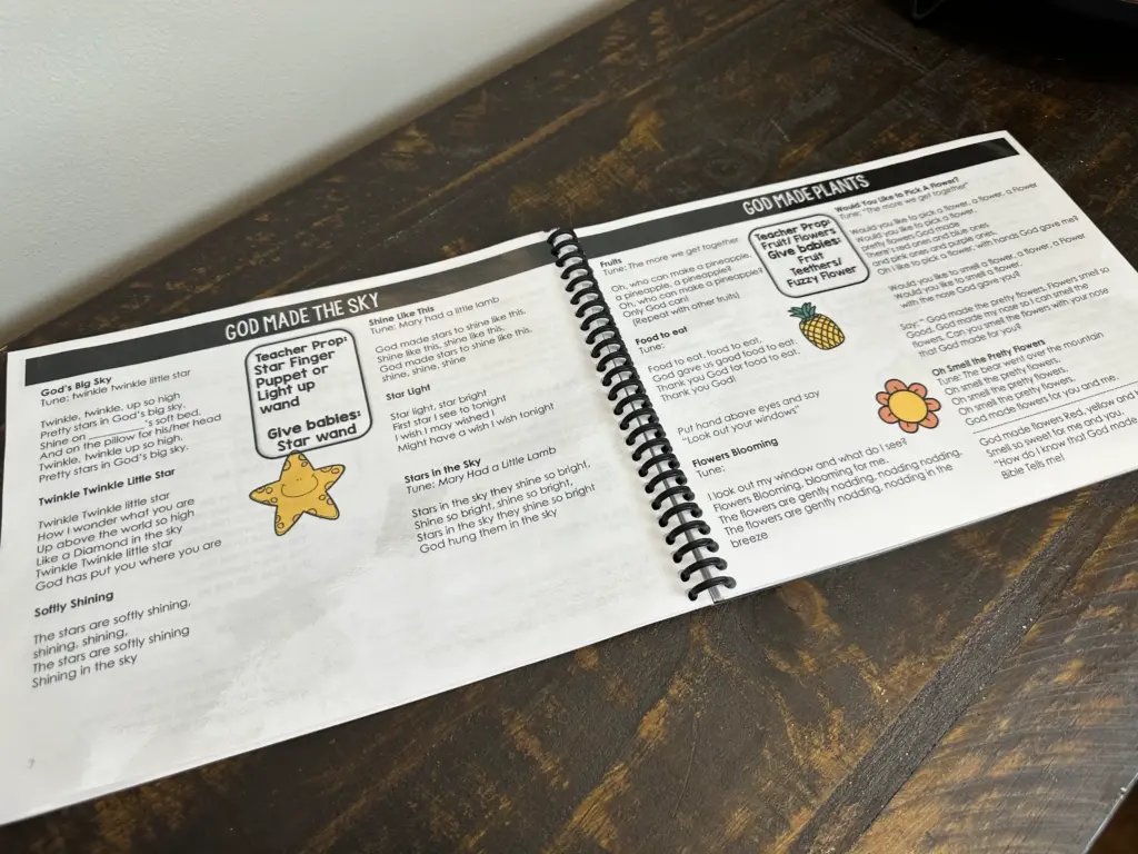 inside Cradle Roll Nursery Songs Book