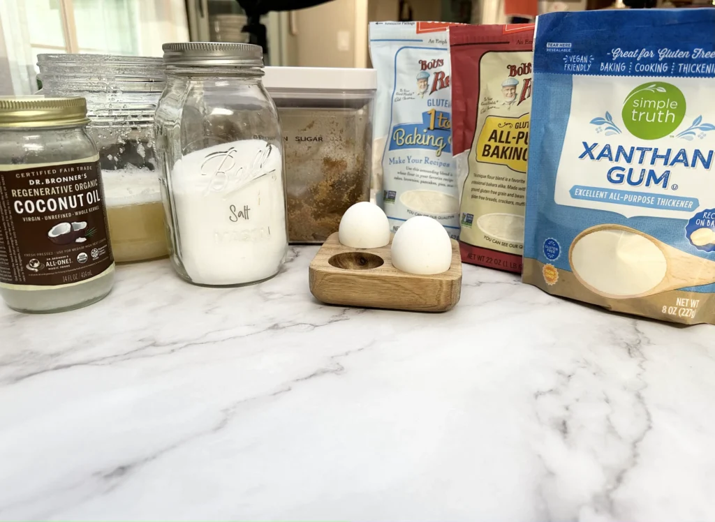 ingredients for potato flake sourdough gluten free bread 