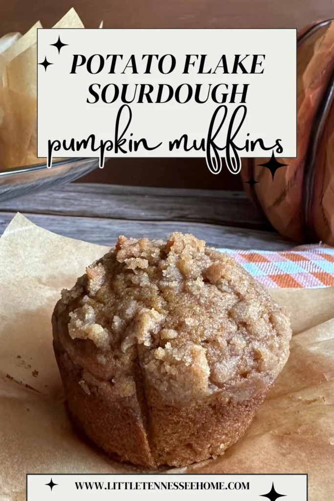 potato flake sourdough pumpkin muffins pin image