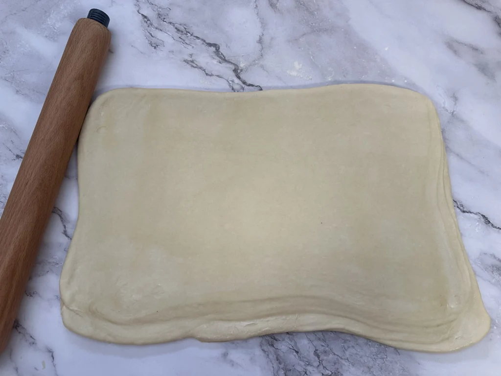 shaping potato flake sourdough croissants