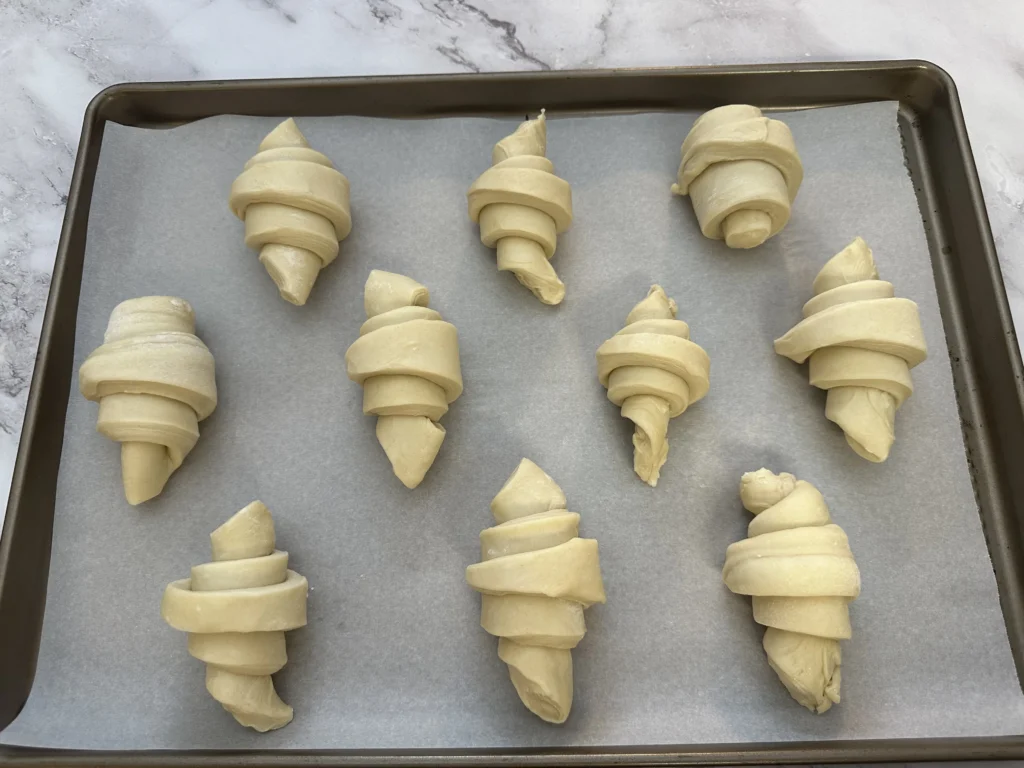 rolled up croissants