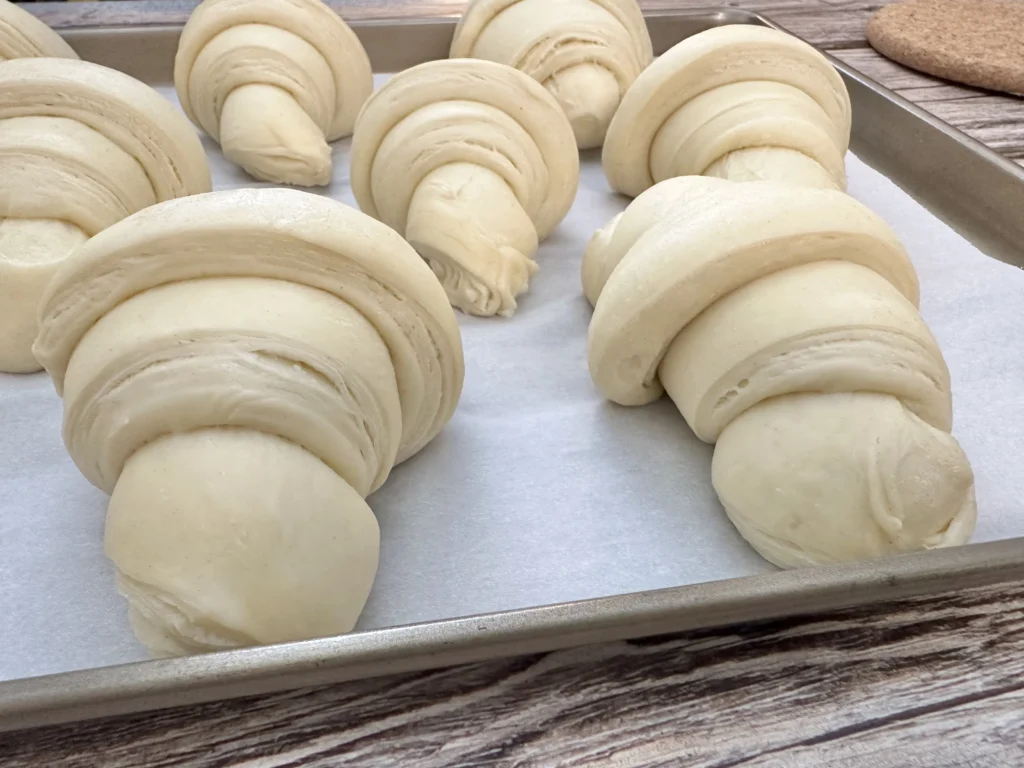 butter layers shown of potato flake sourdough croissants