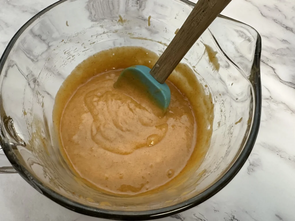 thoroughly mixed potato flake sourdough pumpkin roll batter