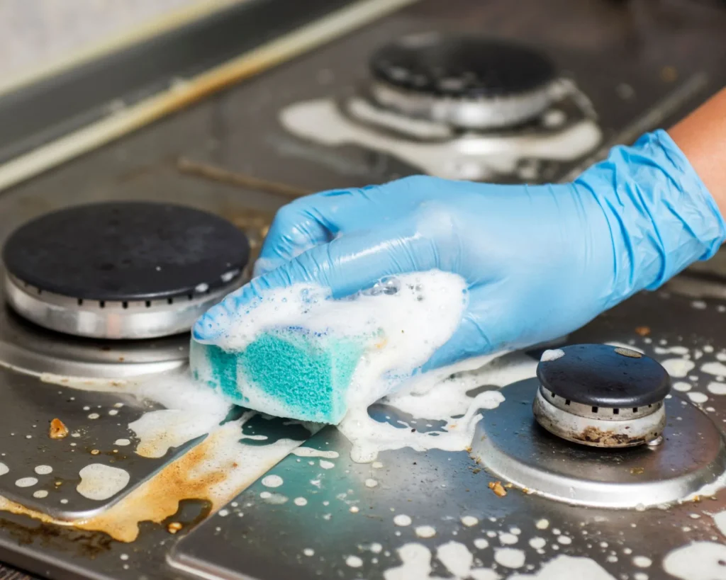 deep cleaning gas range