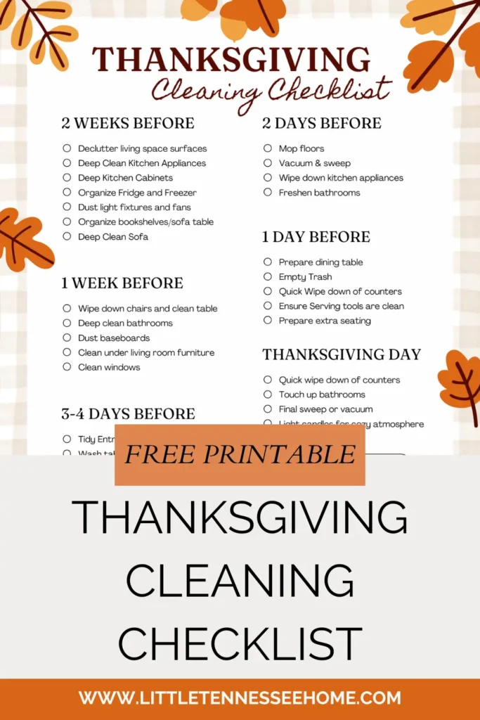 thanksgiving cleaning checklist pin image