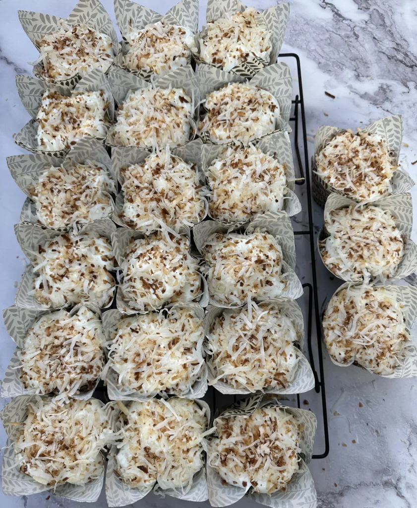topping with toasted coconut