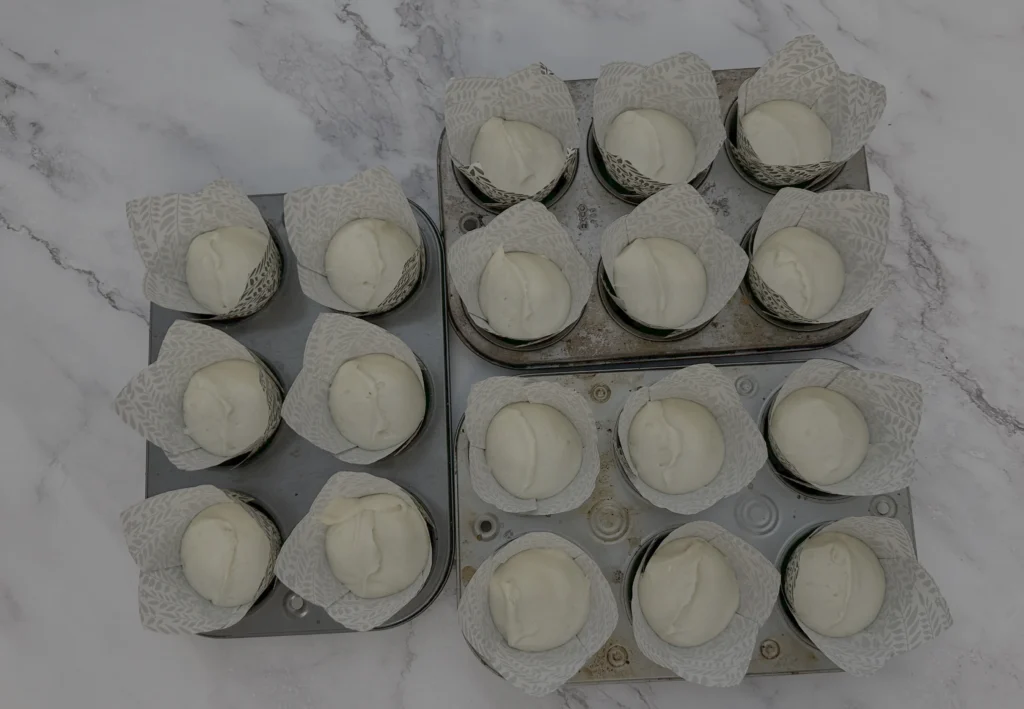 potato flake sourdough coconut cupcakes