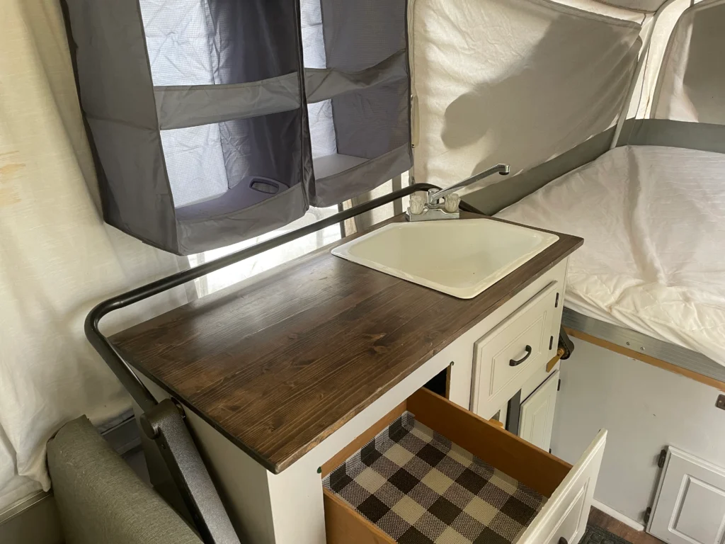 camping checklist pop up camper kitchen area
