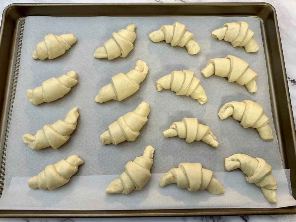 potato flake sourdough crescent rolls before second rise