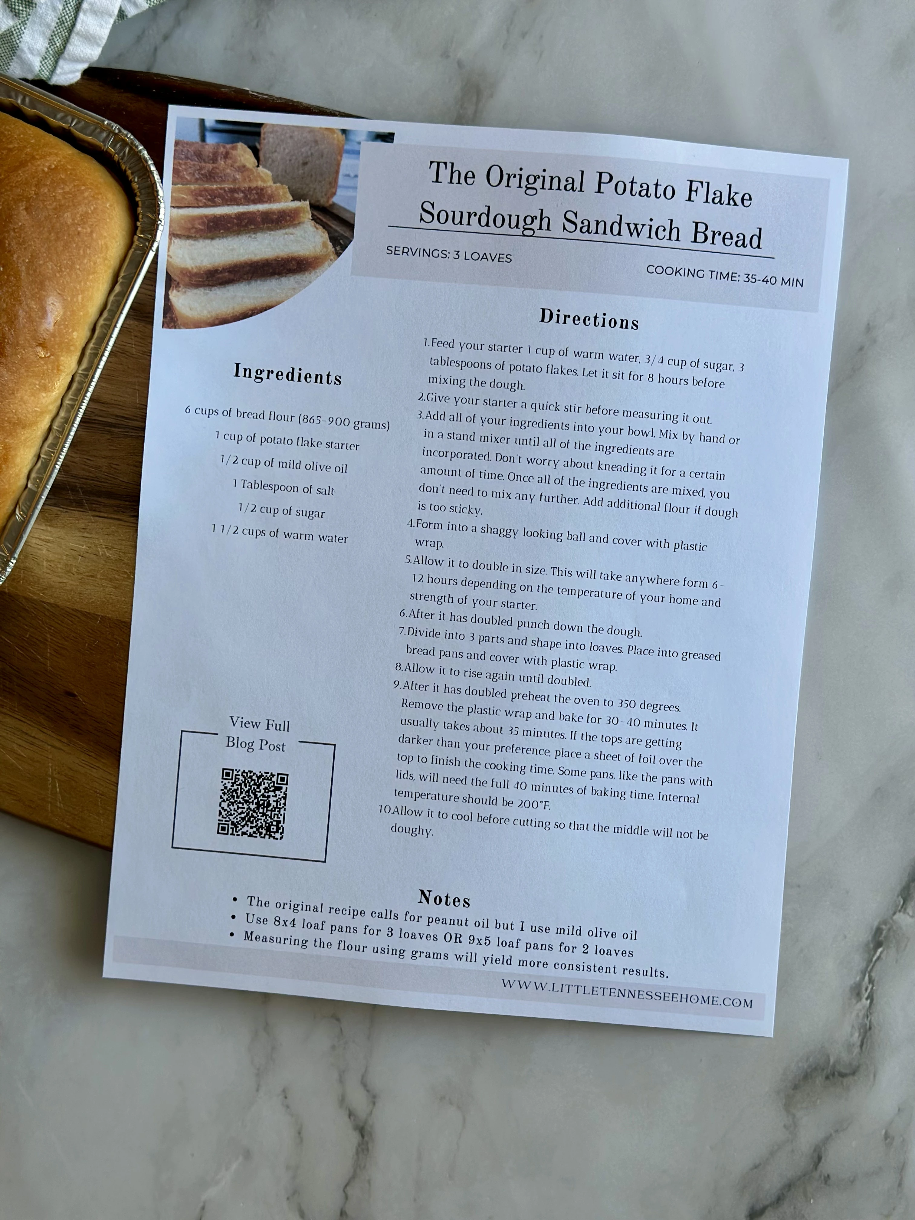 potato flake sourdough printable recipe