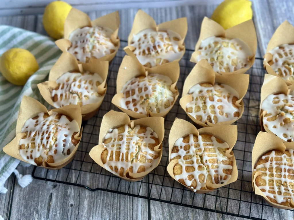 potato flake sourdough lemon poppyseed muffins