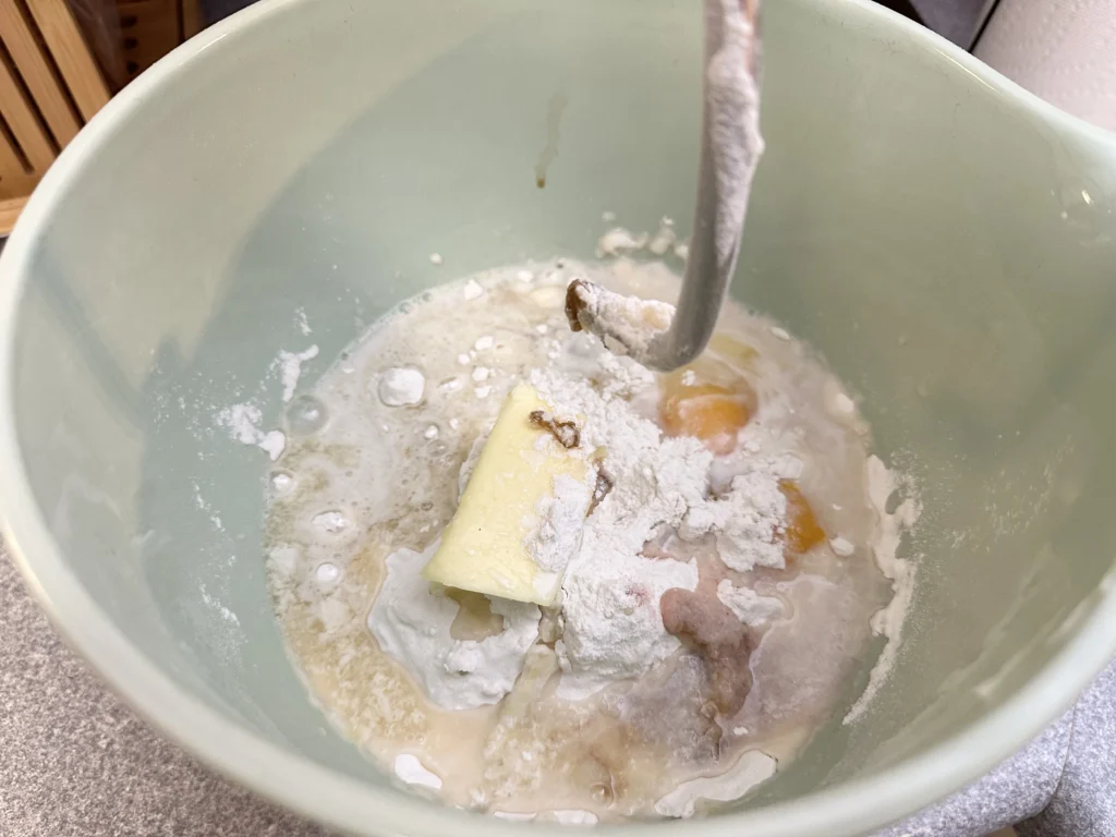 add ingredients to stand mixer bowl