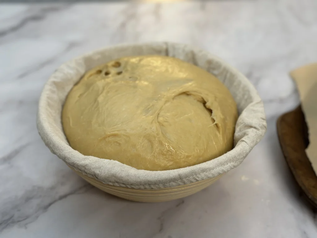 potato flake sourdough Hawaiian bread dough after second rise