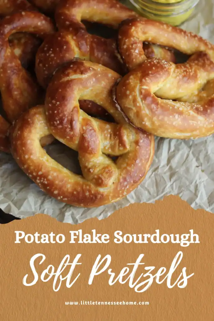 potato flake sourdough pretzel recipe pin image