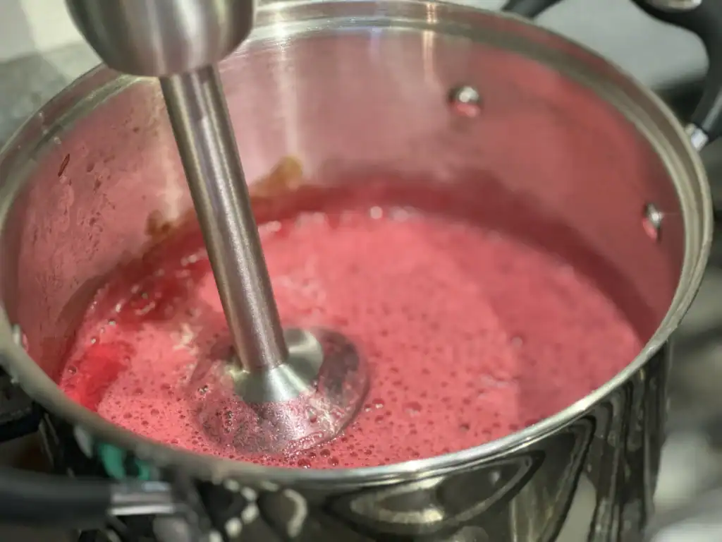 immersion blending strawberries