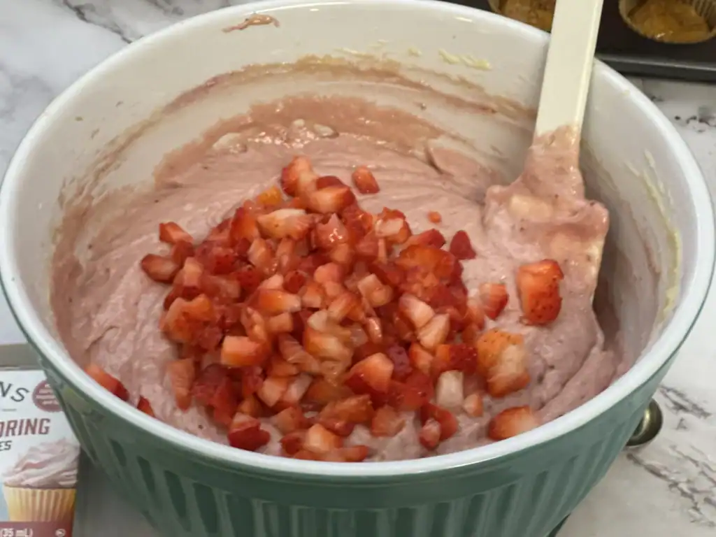 folding in strawberries