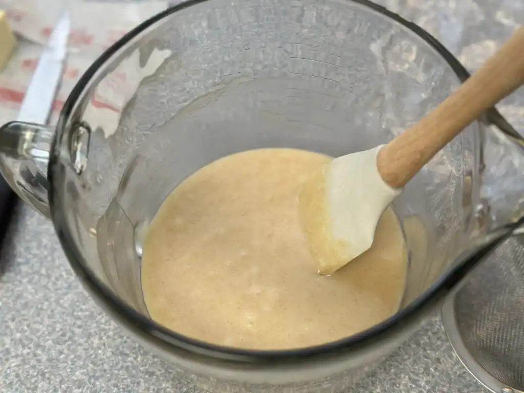 potato flake sourdough peach cobbler batter